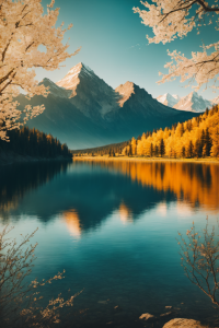 秋色迷人秋天高原湖泊风景摄影图 摄影